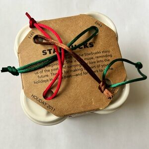 Starbucks Cup 2011 Brown and White Ornament  Set